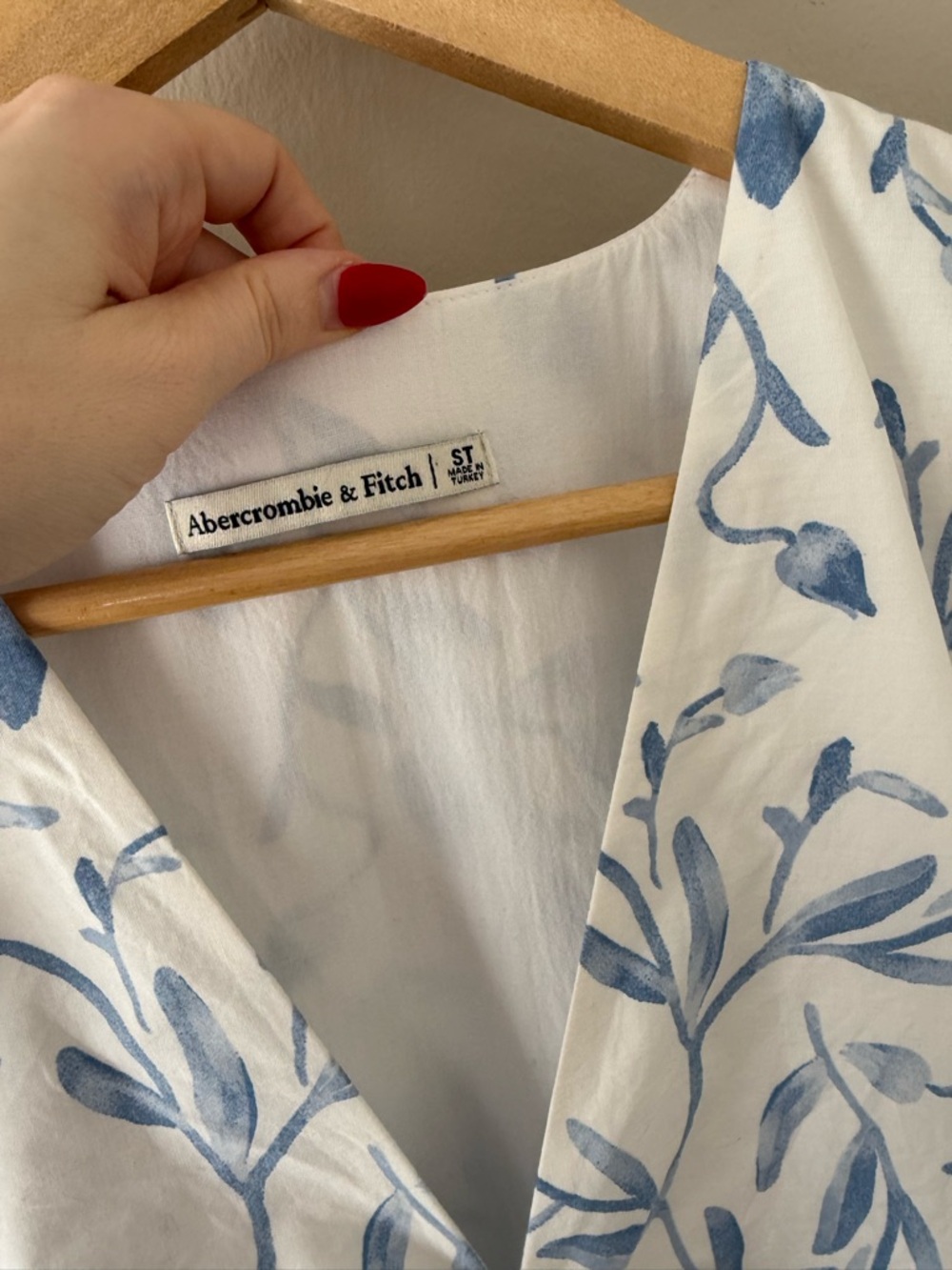 Abercrombie - Tall Cinch-Front Poplin Midi Dress - White & Blue - Picture 5 of 16